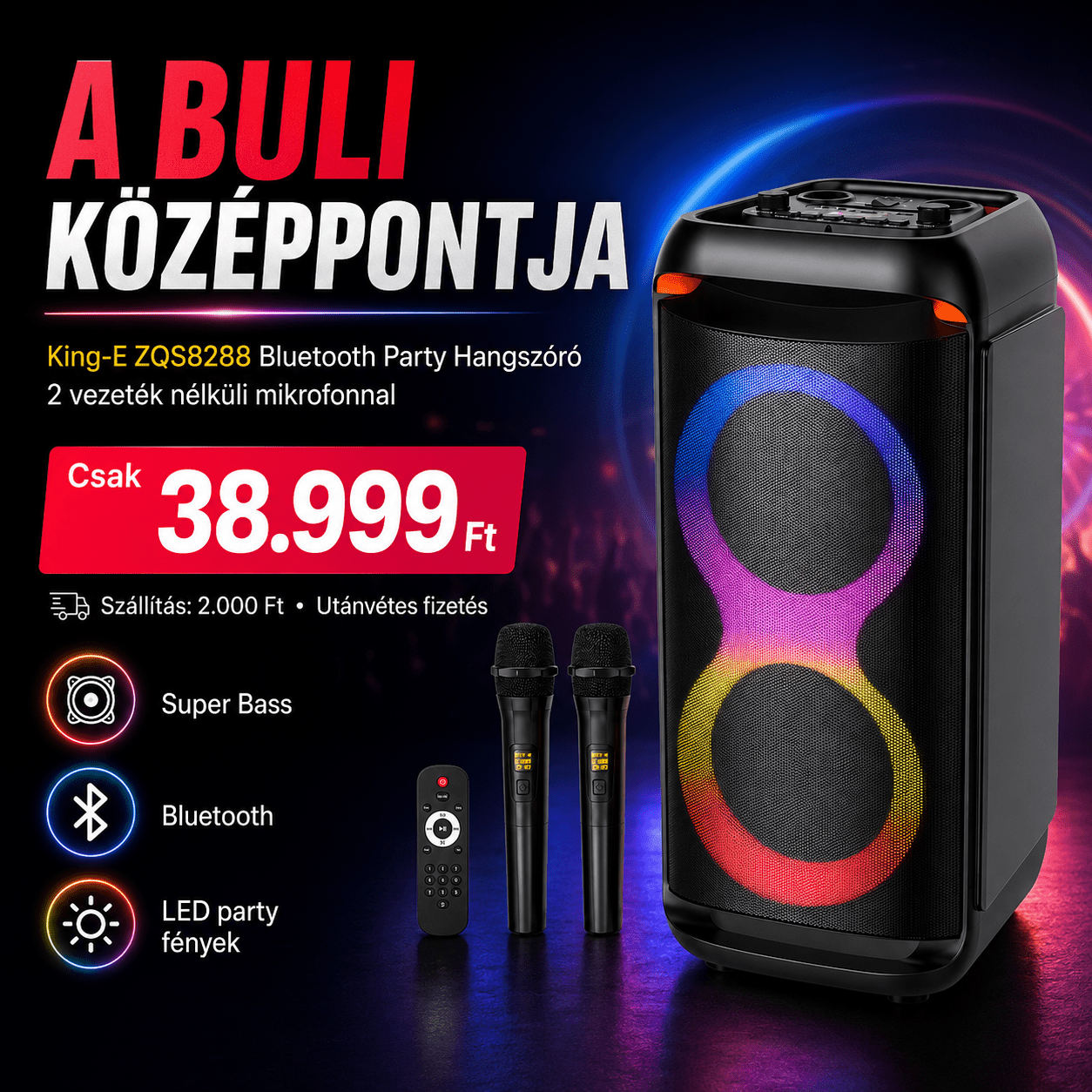 Bluetooth Party Hangszóró - | Cyber Bazaar