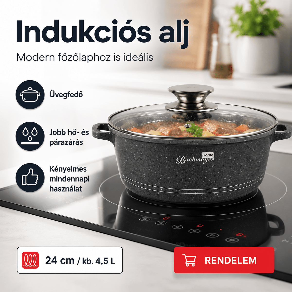Buchmayer 24 cm Prémium Tapadásmentes Lábas - | Cyber Bazaar