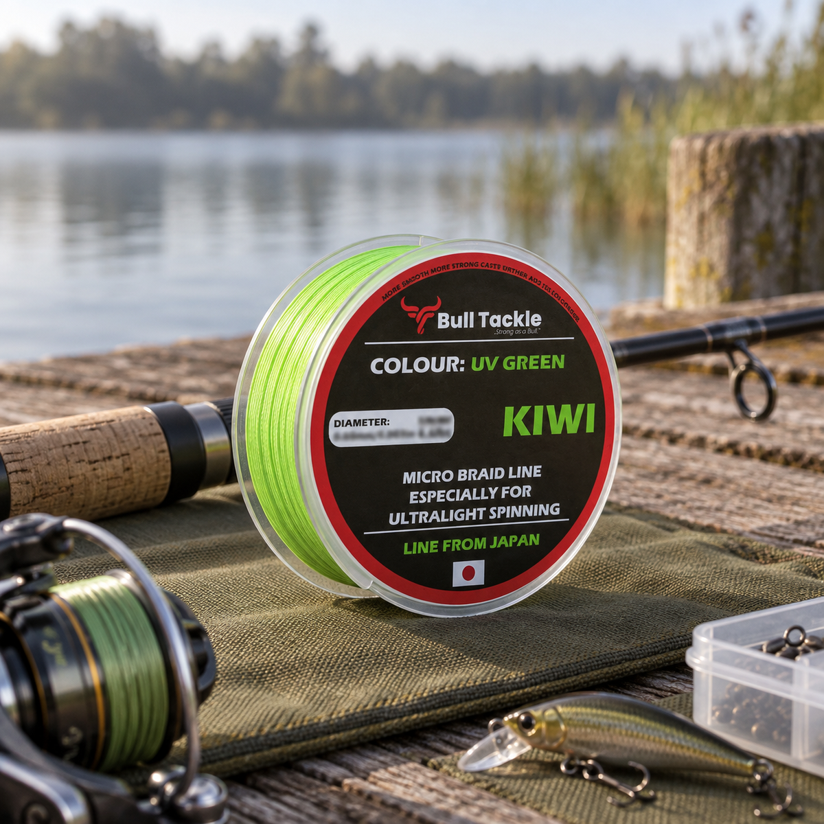 Bull Tackle Kiwi UV zöld fonott zsinór – 150 m – környezeti termékfotó 1