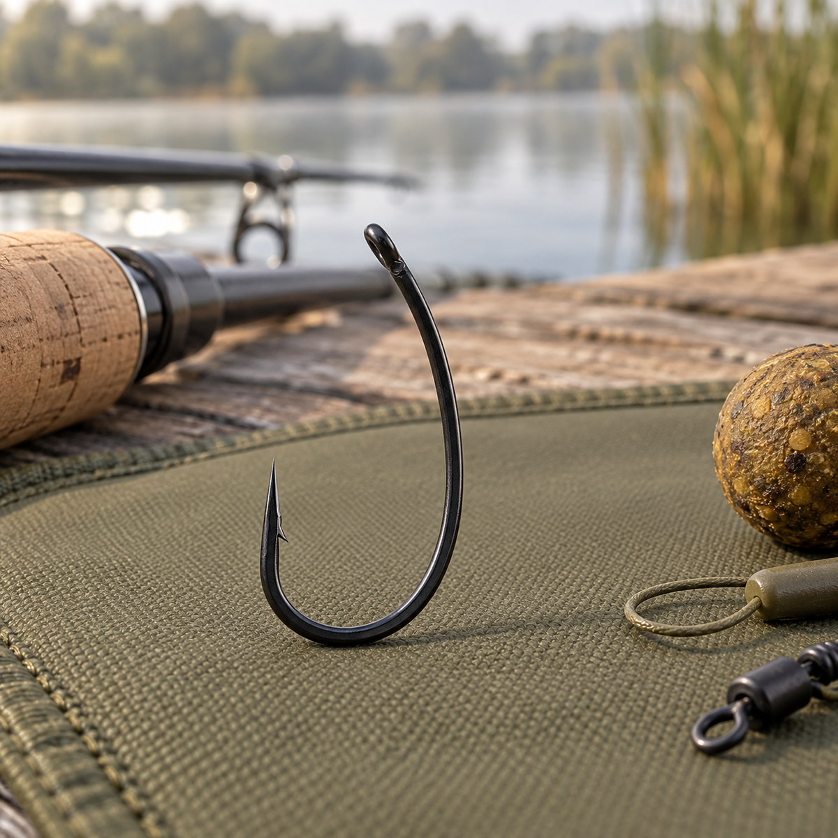 Carp King Curved Shank CK9001 horog – 10 db – környezeti termékfotó 1