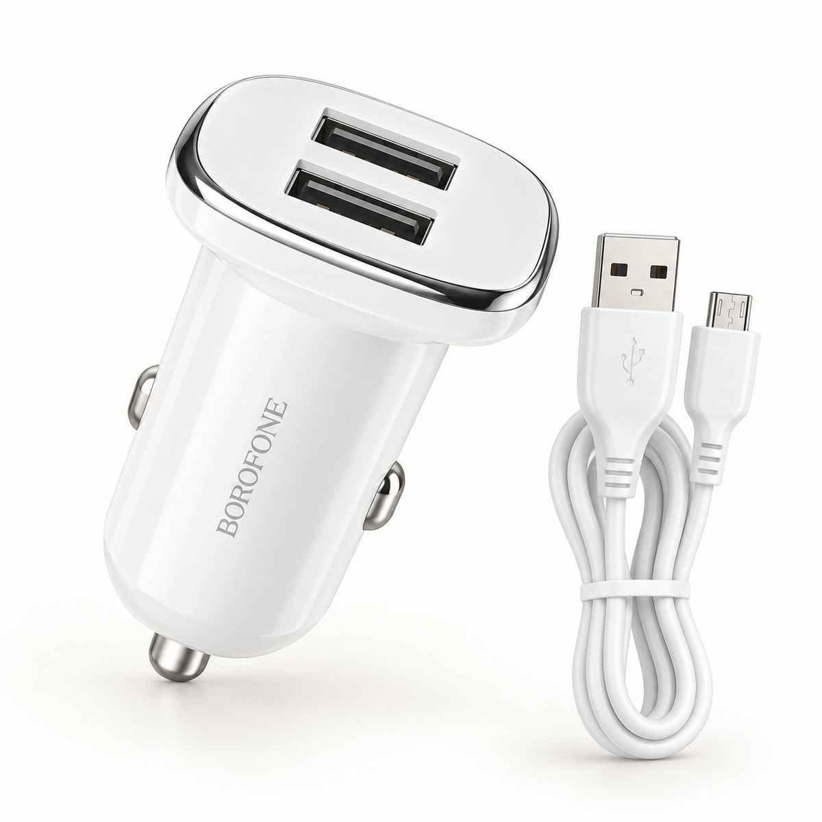 BOROFONE BZ12 dupla USB autós töltő Micro-USB kábellel – terméknézet