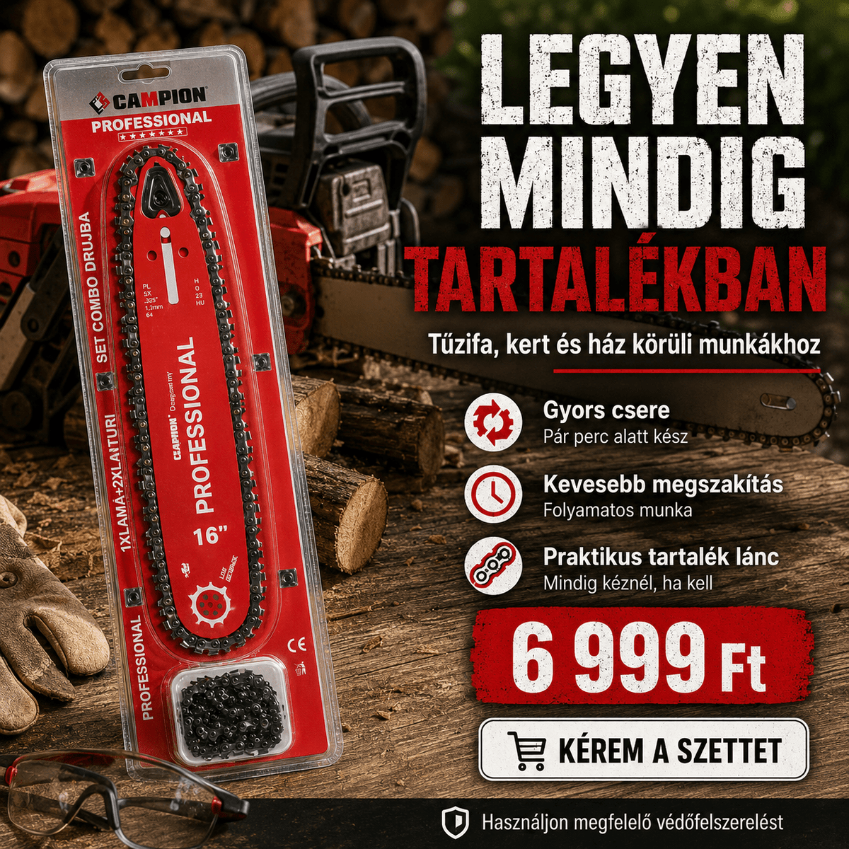 CAMPION Professional 16” Láncvezető + 2 Fűrészlánc Szett - | Cyber Bazaar