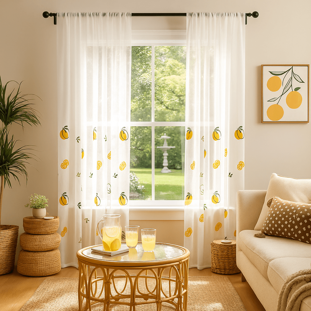 Citrommintás Dekoratív Függöny – 280x250 cm - | Cyber Bazaar