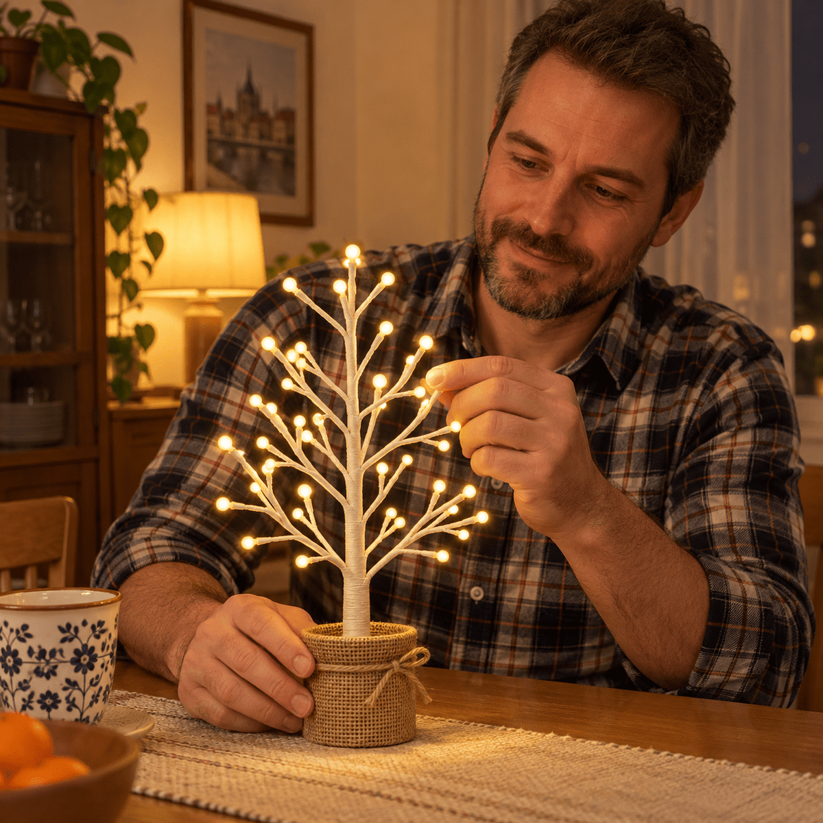 Cserepes LED dekorációs fa – 35 cm, 48 LED - LED dekoráció | Cyber Bazaar