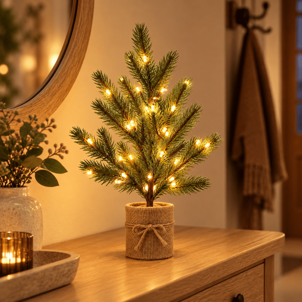 Cserepes LED fenyő dekoráció – 35 cm, 14 LED - LED dekoráció | Cyber Bazaar