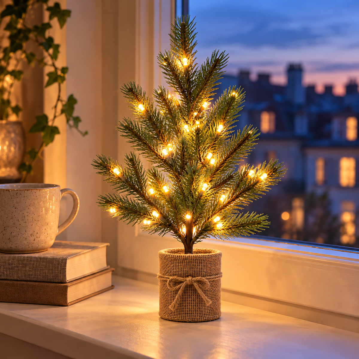 Cserepes LED fenyő dekoráció – 35 cm, 14 LED - LED dekoráció | Cyber Bazaar