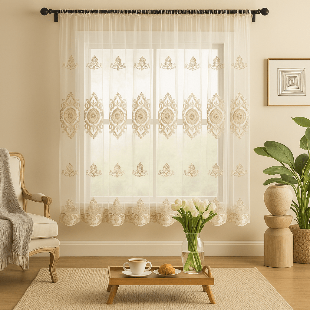 Elegáns Hímzett Dekorfüggöny (300x180 cm) - | Cyber Bazaar