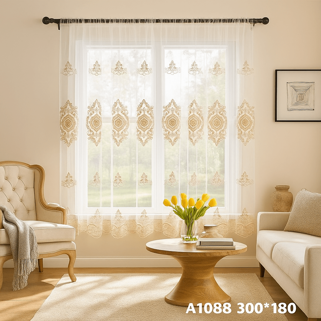 Elegáns Hímzett Dekorfüggöny (300x180 cm) - | Cyber Bazaar
