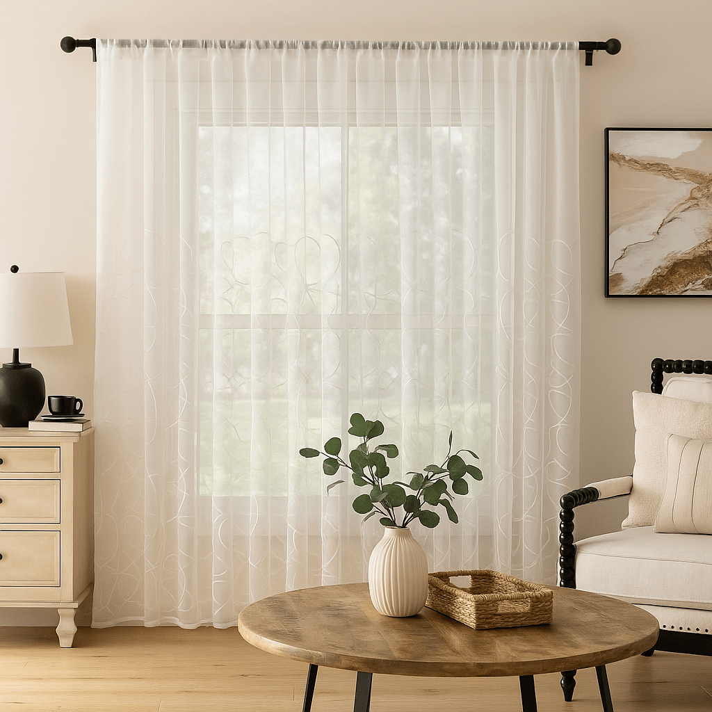 Elegáns Hímzett Függöny – 280x250 cm - | Cyber Bazaar