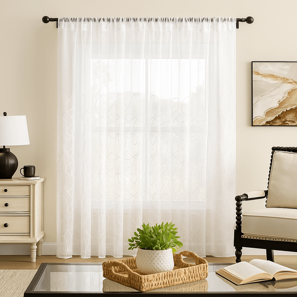 Elegáns Hímzett Függöny – 280x250 cm - | Cyber Bazaar