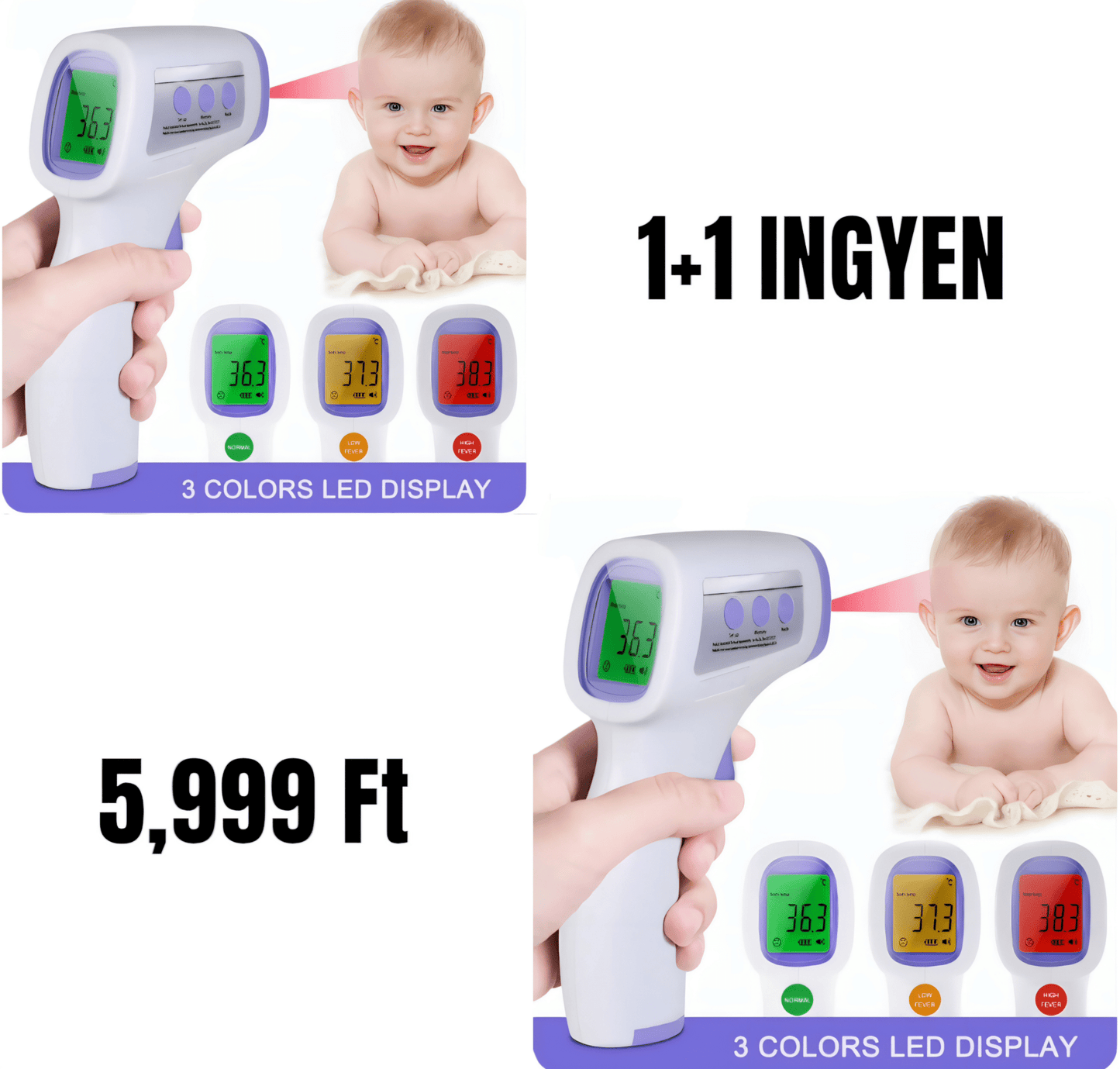 Érintkezés Nélküli Infravörös Hőmérő - 1+1 Ajándék - 0 | Cyber Bazaar