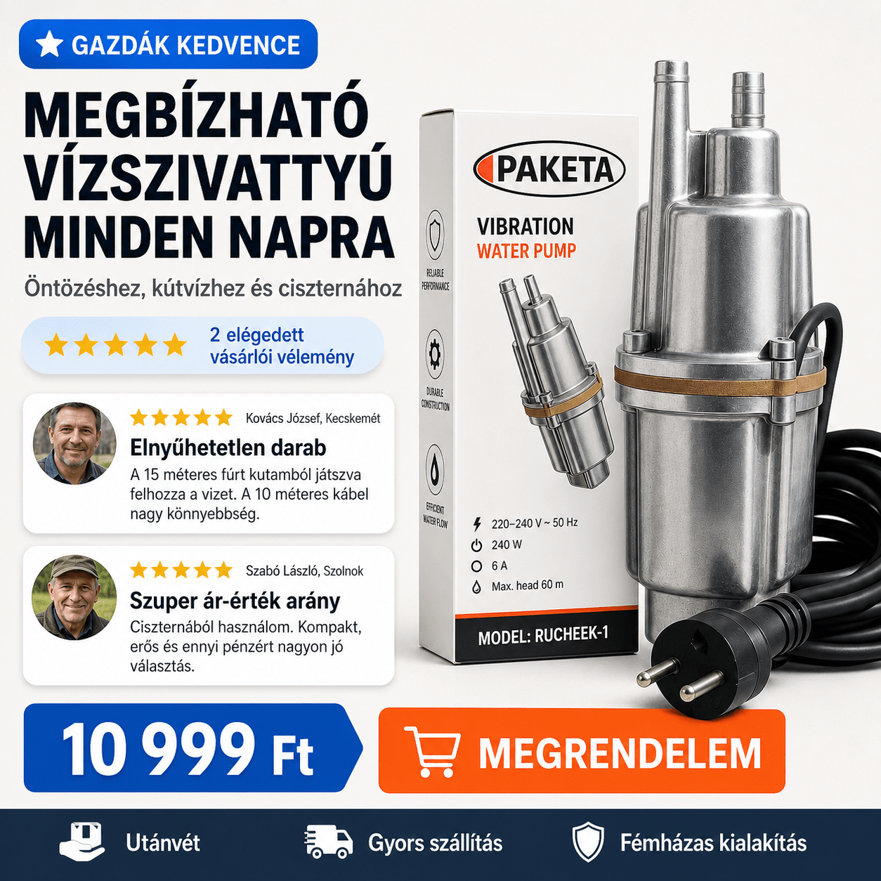 Erőteljes Vízpumpa 1200 L/Óra - | Cyber Bazaar