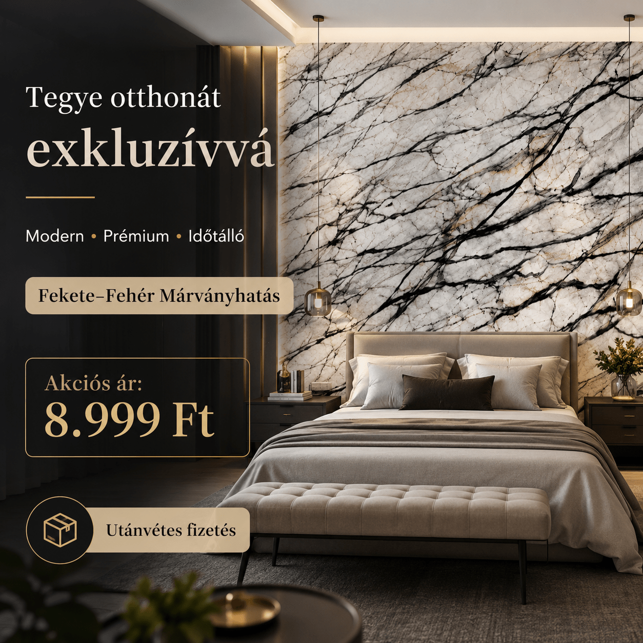 Fehér Márványhatású Öntapadós Falmatrica - | Cyber Bazaar