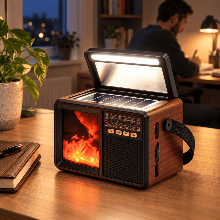 Fepe FP-612-S retro rádió lámpával és kandallófénnyel - Hangszórók és rádiók | Cyber Bazaar