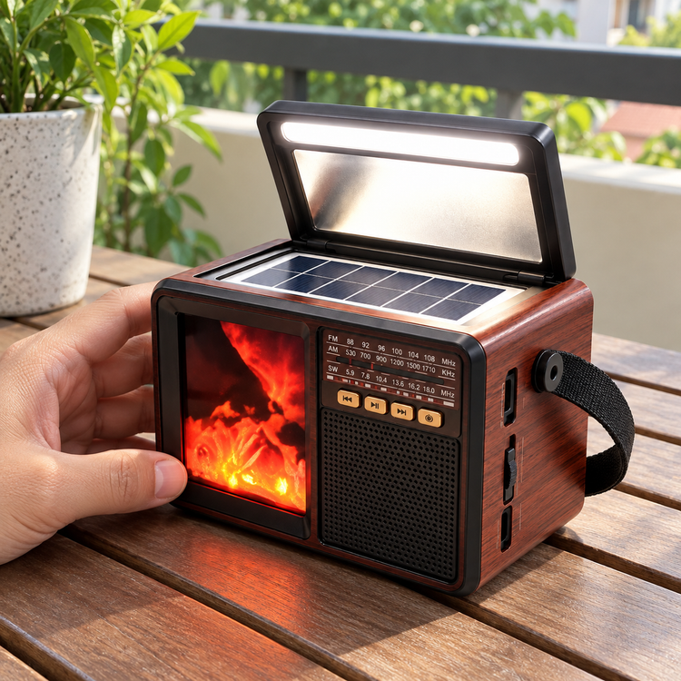 Fepe FP-612-S retro rádió lámpával és kandallófénnyel - Hangszórók és rádiók | Cyber Bazaar