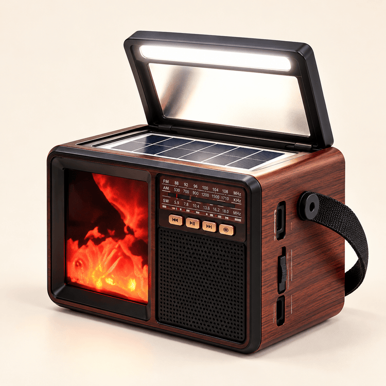 Fepe FP-612-S retro rádió lámpával és kandallófénnyel - Hangszórók és rádiók | Cyber Bazaar