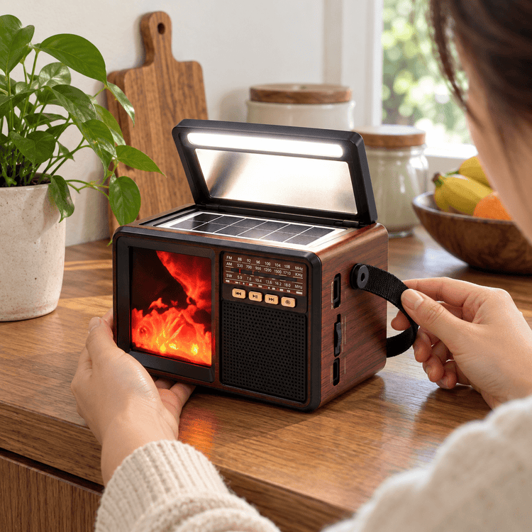 Fepe FP-612-S retro rádió lámpával és kandallófénnyel - Hangszórók és rádiók | Cyber Bazaar