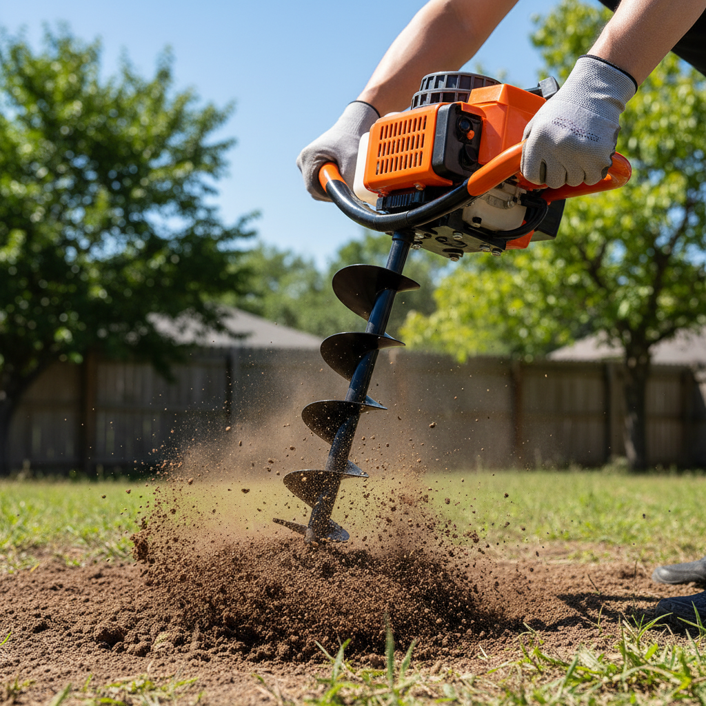 Gas Earth Auger Backyard Fencing