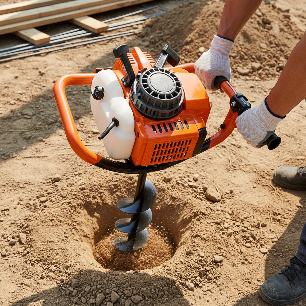 Gas Earth Auger Construction Site