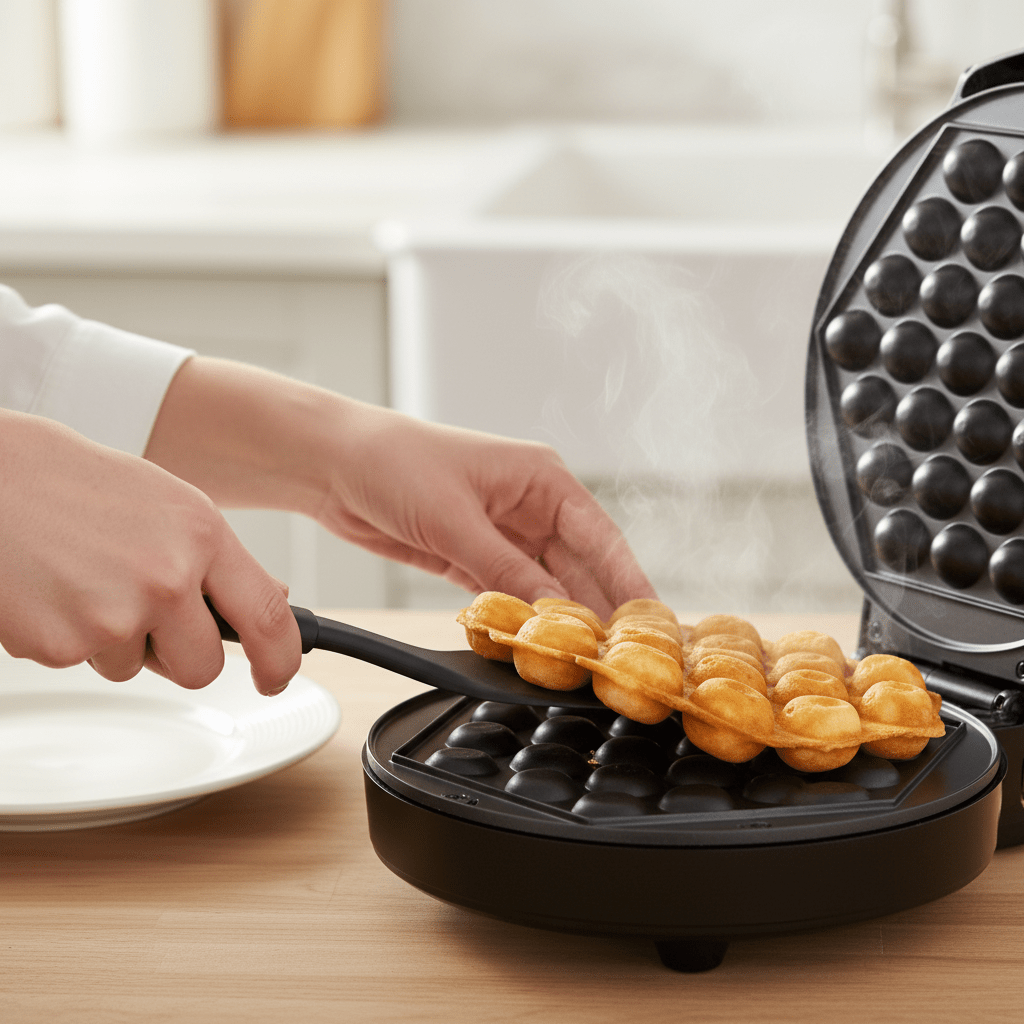 Gofrisütő 1000W Bubble Waffle Tapadásmentes Bevonat - | Cyber Bazaar