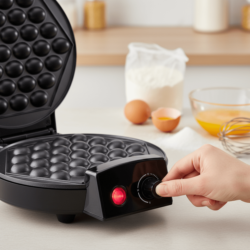 Gofrisütő 1000W Bubble Waffle Tapadásmentes Bevonat - | Cyber Bazaar