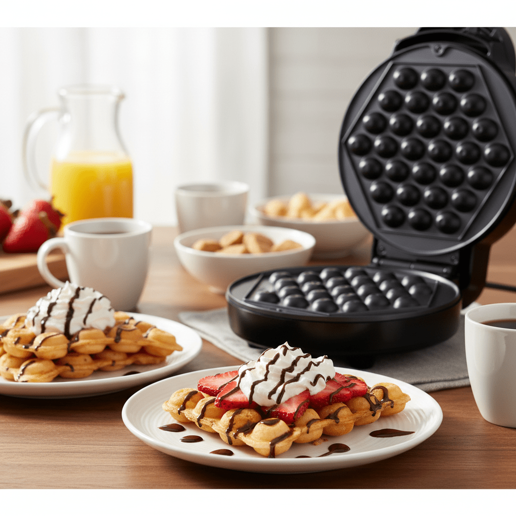 Gofrisütő 1000W Bubble Waffle Tapadásmentes Bevonat - | Cyber Bazaar
