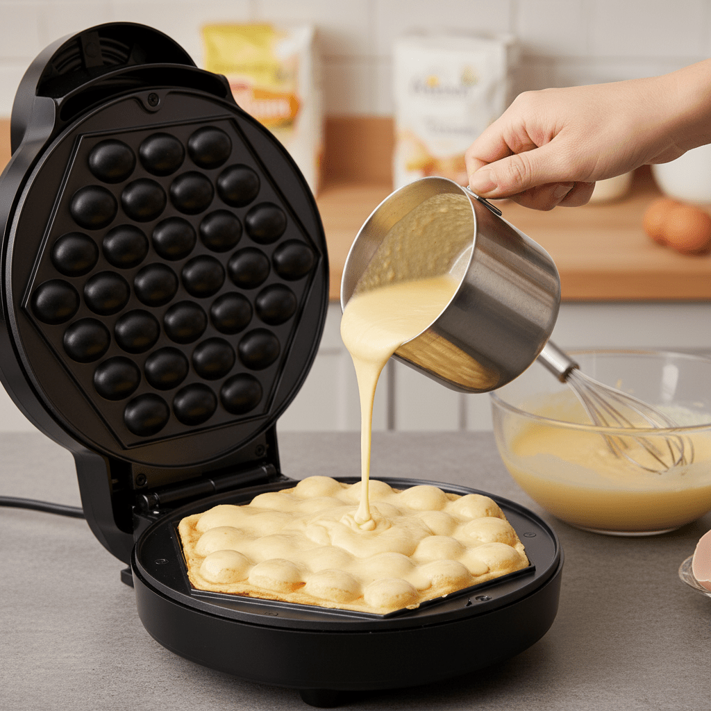 Gofrisütő 1000W Bubble Waffle Tapadásmentes Bevonat - | Cyber Bazaar