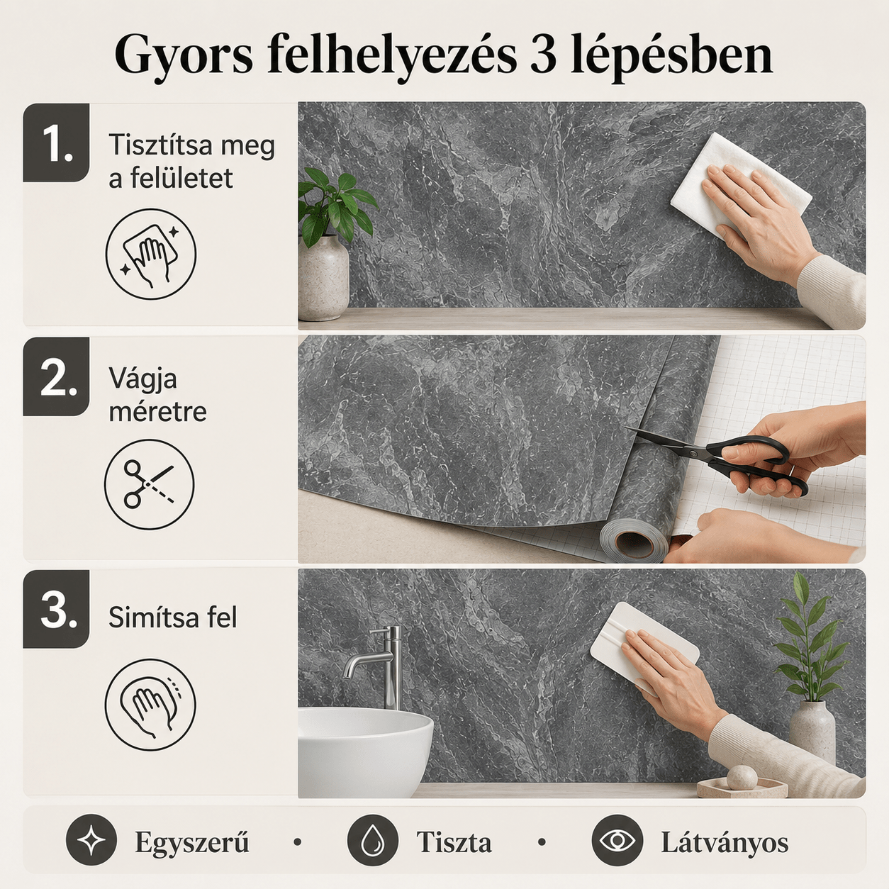 Grafitszürke Márványhatású Öntapadós Falmatrica - | Cyber Bazaar