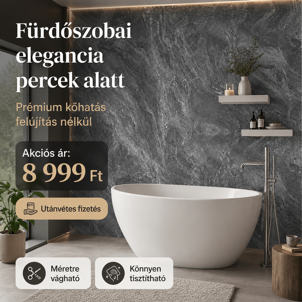 Grafitszürke Márványhatású Öntapadós Falmatrica - | Cyber Bazaar