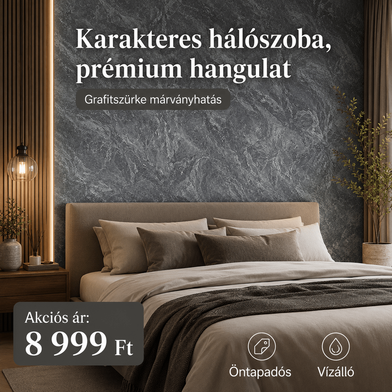 Grafitszürke Márványhatású Öntapadós Falmatrica - | Cyber Bazaar