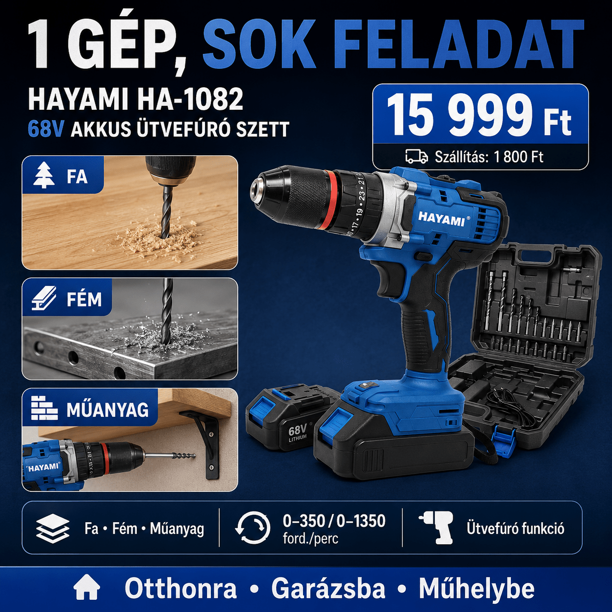 Hayami Akkumulátoros Ütvefúró Szett - | Cyber Bazaar