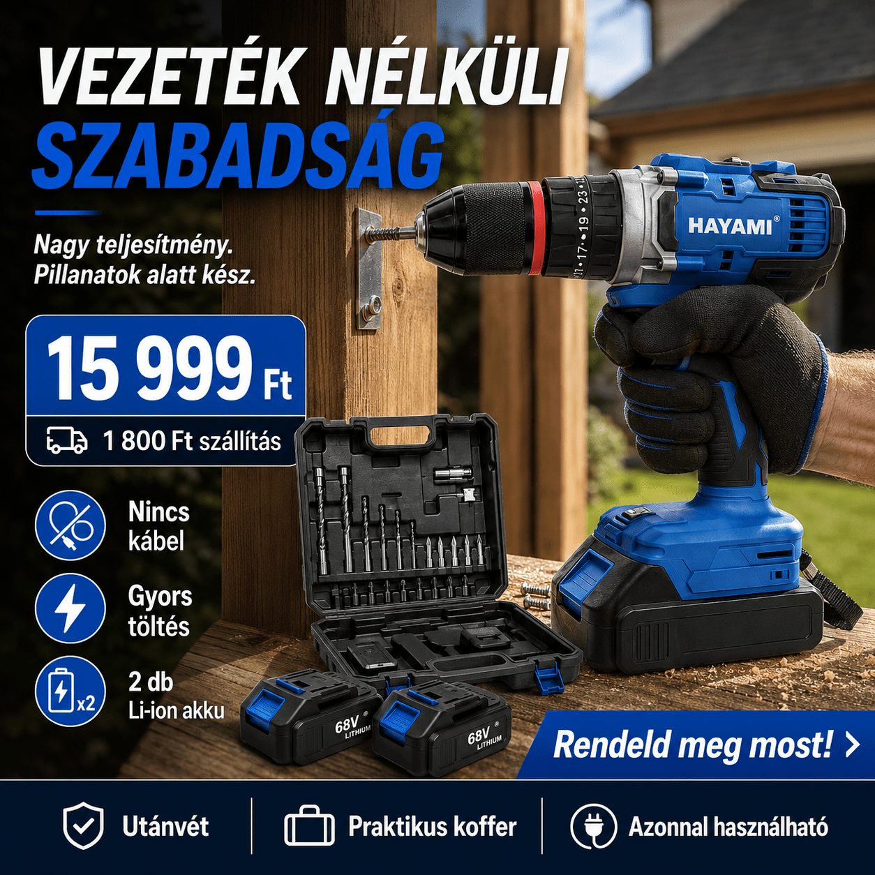 Hayami Akkumulátoros Ütvefúró Szett - | Cyber Bazaar