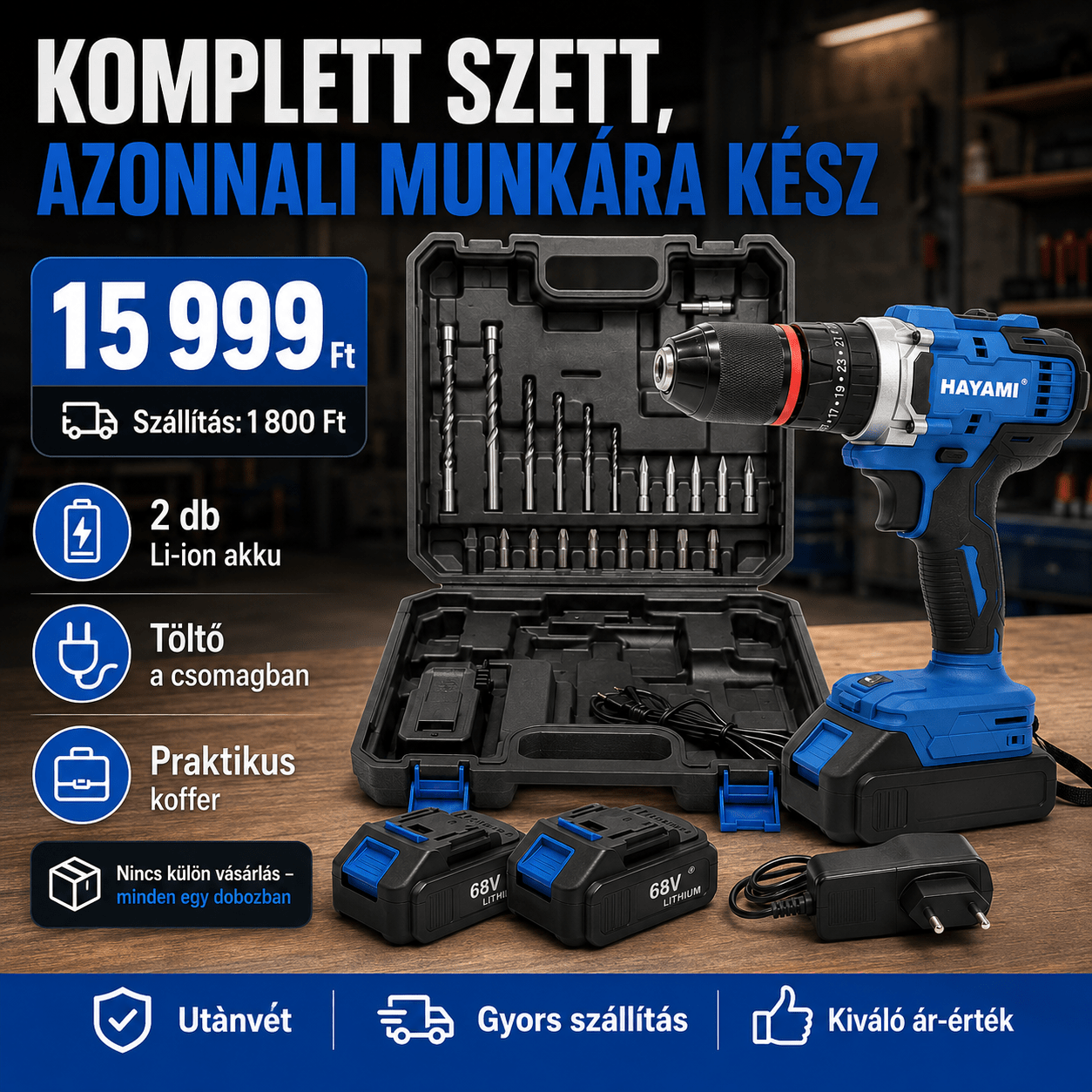 Hayami Akkumulátoros Ütvefúró Szett - | Cyber Bazaar