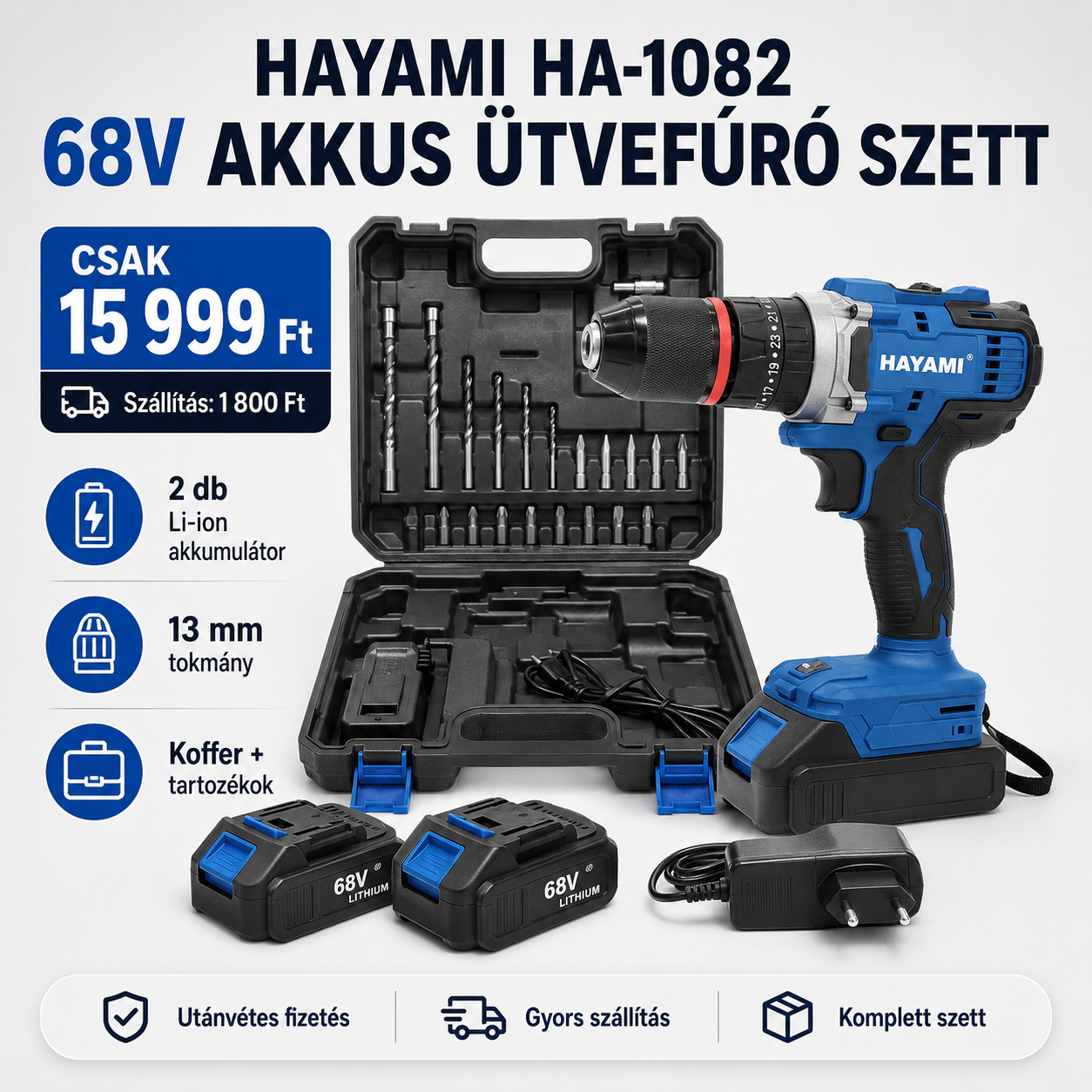 Hayami Akkumulátoros Ütvefúró Szett - | Cyber Bazaar