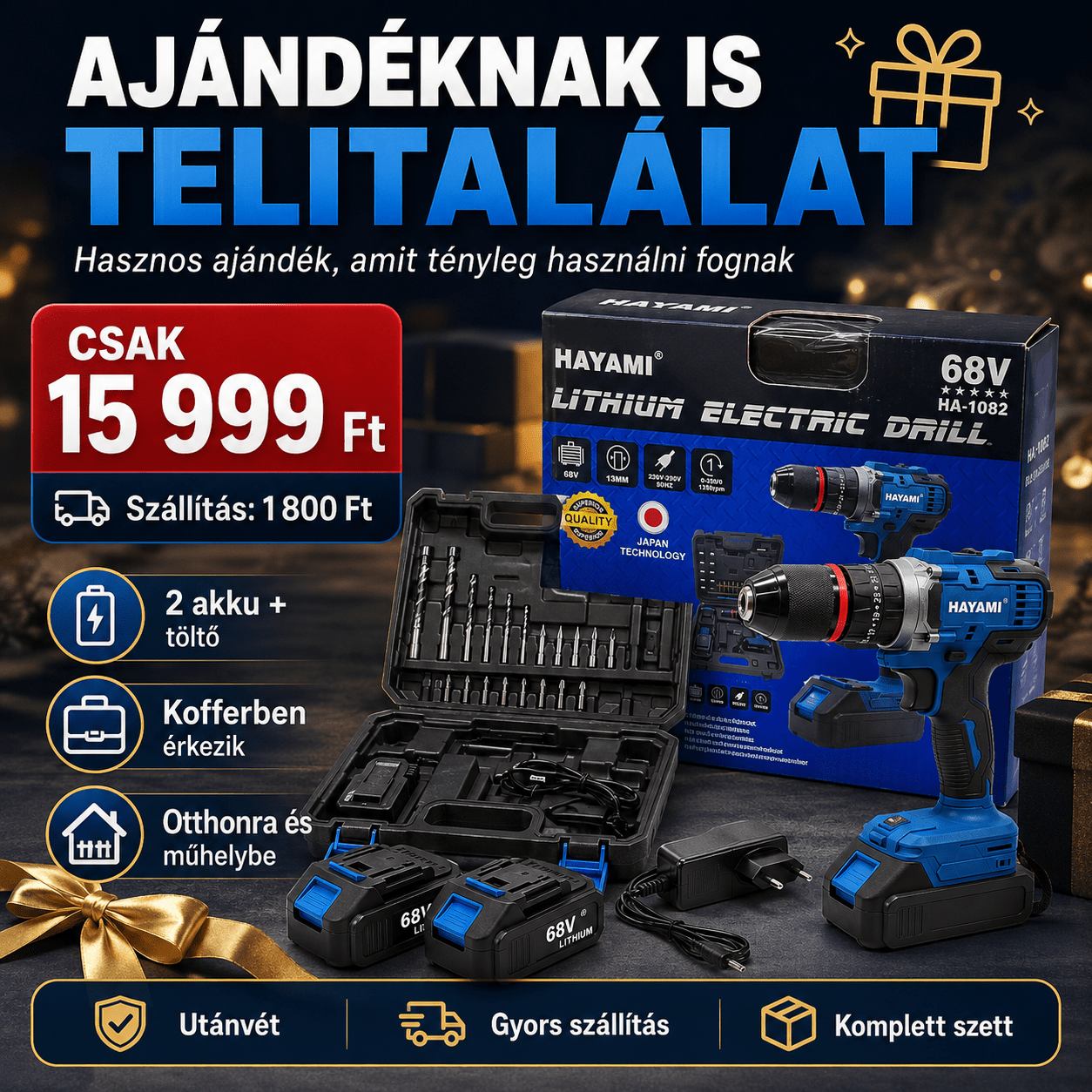 Hayami Akkumulátoros Ütvefúró Szett - | Cyber Bazaar