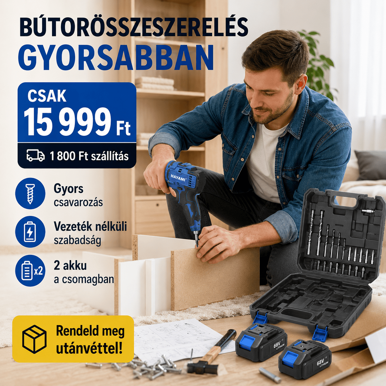 Hayami Akkumulátoros Ütvefúró Szett - | Cyber Bazaar