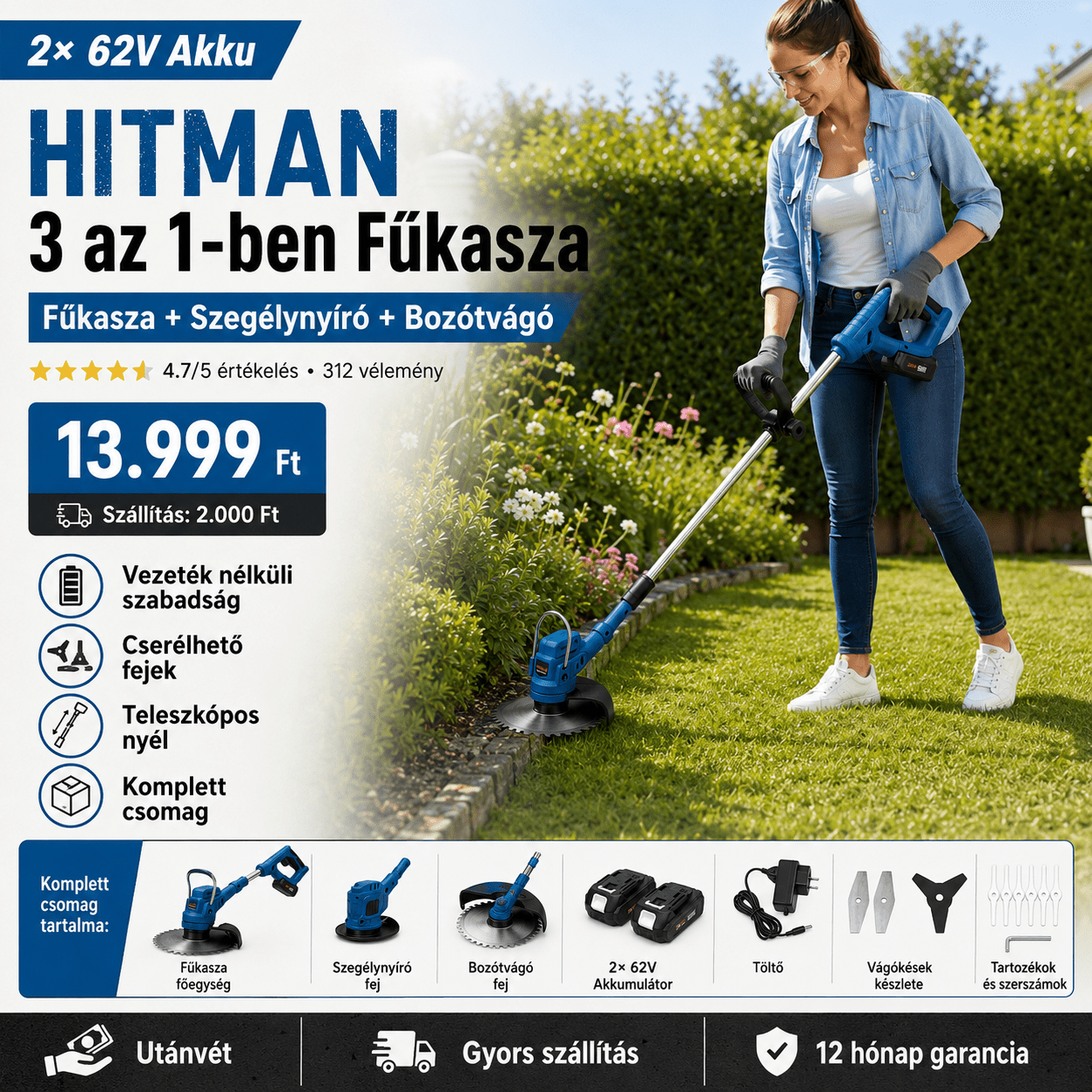 HITMAN akkumulátoros fűkaszát - | Cyber Bazaar
