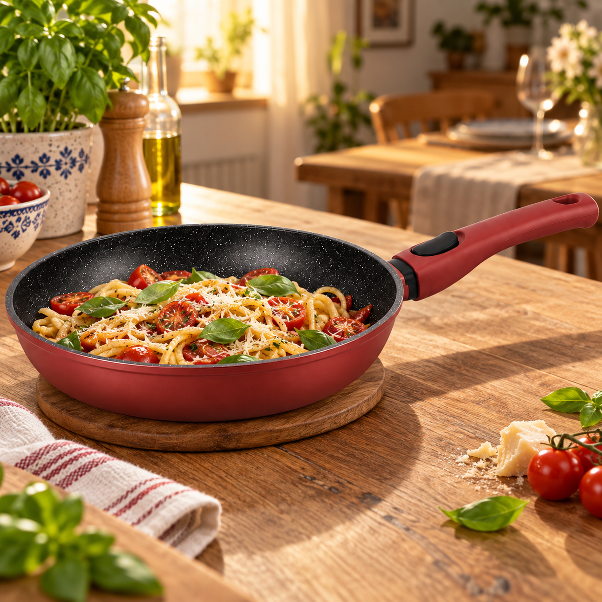 Bachmayer 28 cm indukciós serpenyő fedő nélkül – BM-7709-28 – életkép másik nézetből (AI-illusztráció)