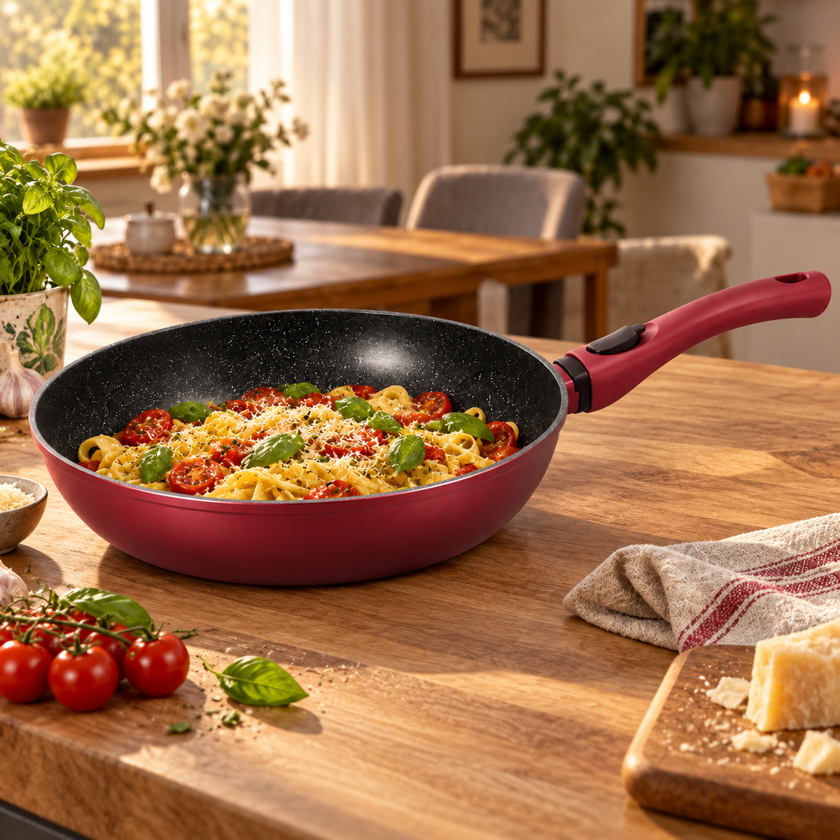 Bachmayer 32 cm indukciós serpenyő fedő nélkül – BM-7709-32 – életkép másik nézetből (AI-illusztráció)