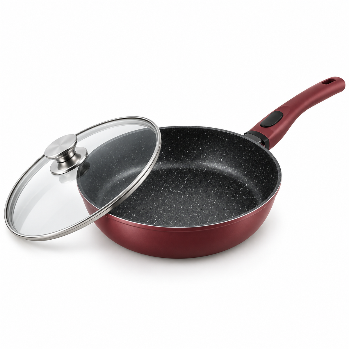 Bachmayer 30 cm indukciós serpenyő üvegfedővel – BM-7710-30 – stúdiókép (AI-illusztráció)