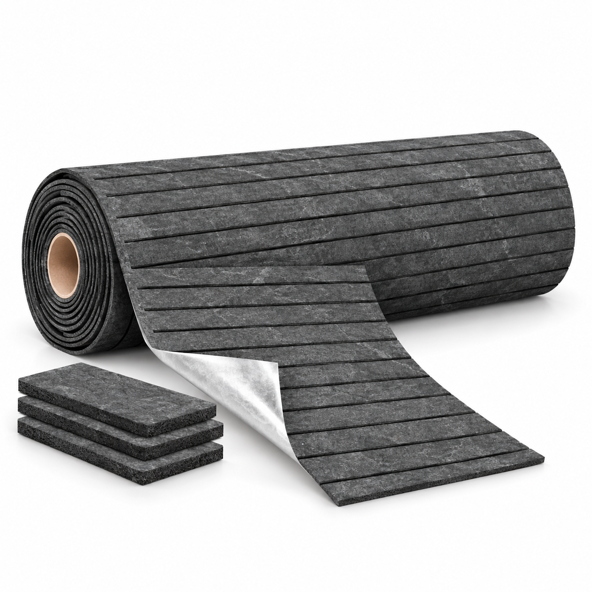 Öntapadós lamellás falburkolat – GS-42, Sötétszürke kőhatás, 120 × 300 cm