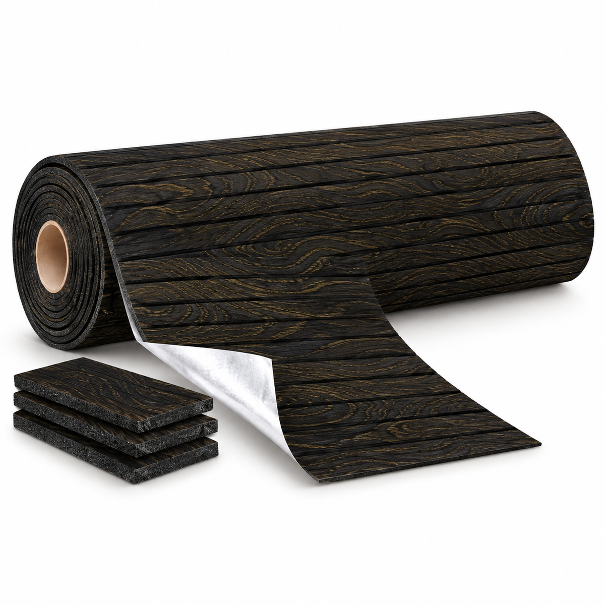 Öntapadós lamellás falburkolat – GS-47, Sötét fahatás – aranybarna erezet, 120 × 300 cm