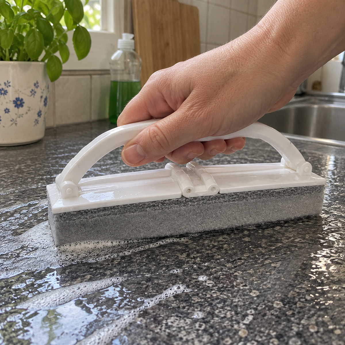 Kézi tisztítószivacs fogantyúval – 5 db – használati illusztráció