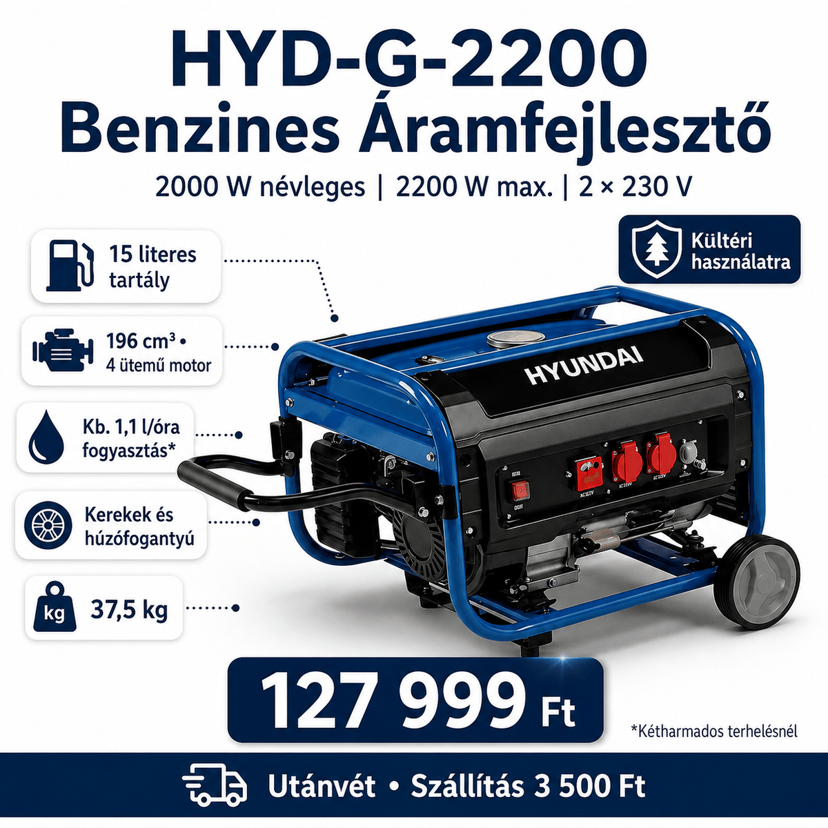 Hyundai Benzines Áramfejlesztő - | Cyber Bazaar
