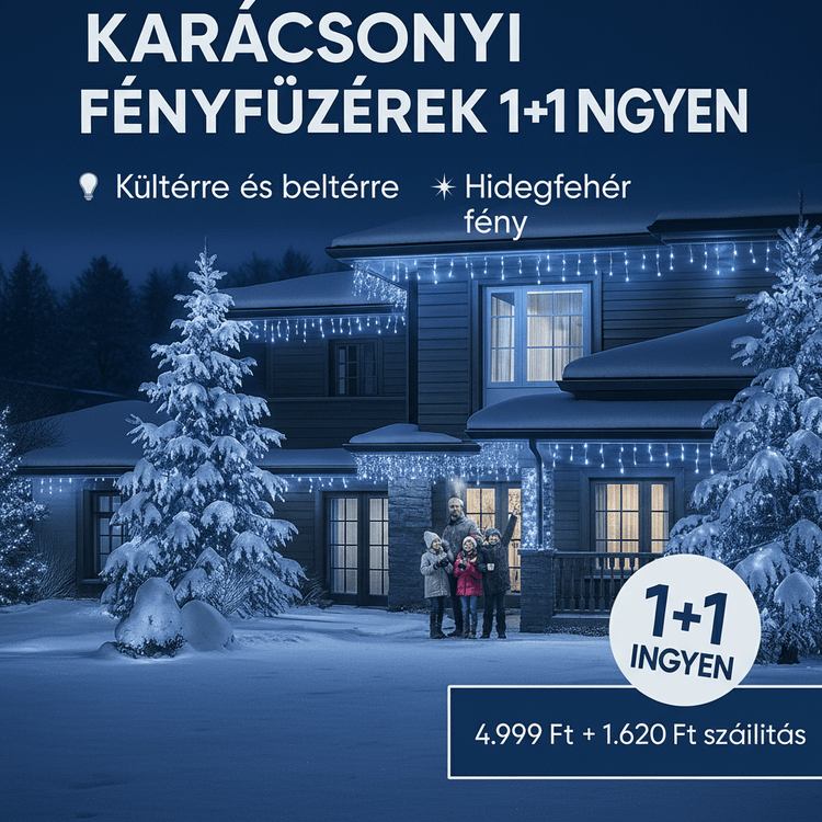 Karácsonyi díszfények hidegfehér színben 1+1 ingyen - | Cyber Bazaar