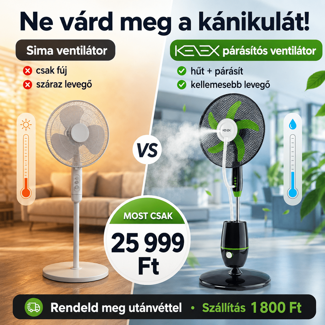 Keex 16” Párásítós Alló Ventilátor - | Cyber Bazaar