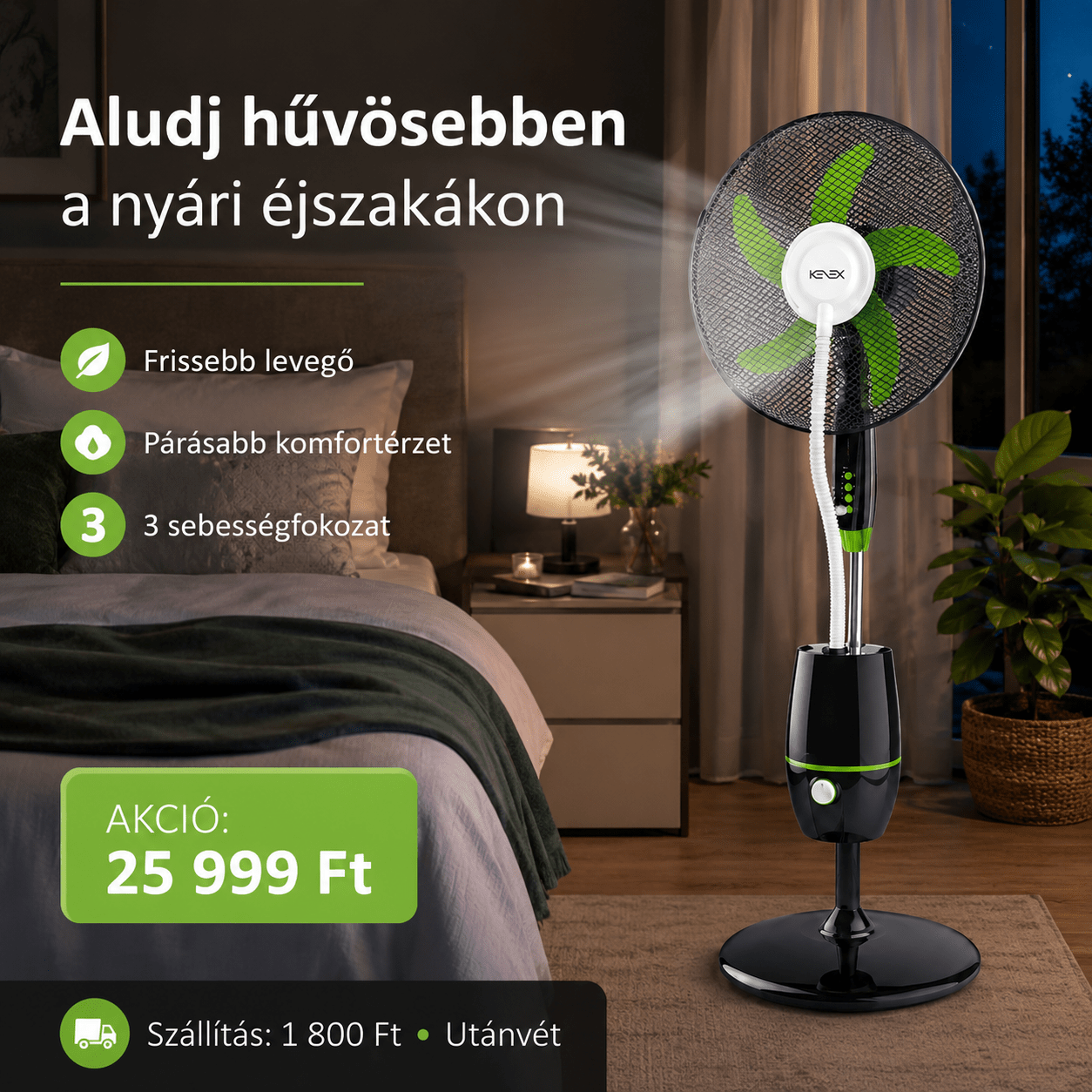 Keex 16” Párásítós Alló Ventilátor - | Cyber Bazaar