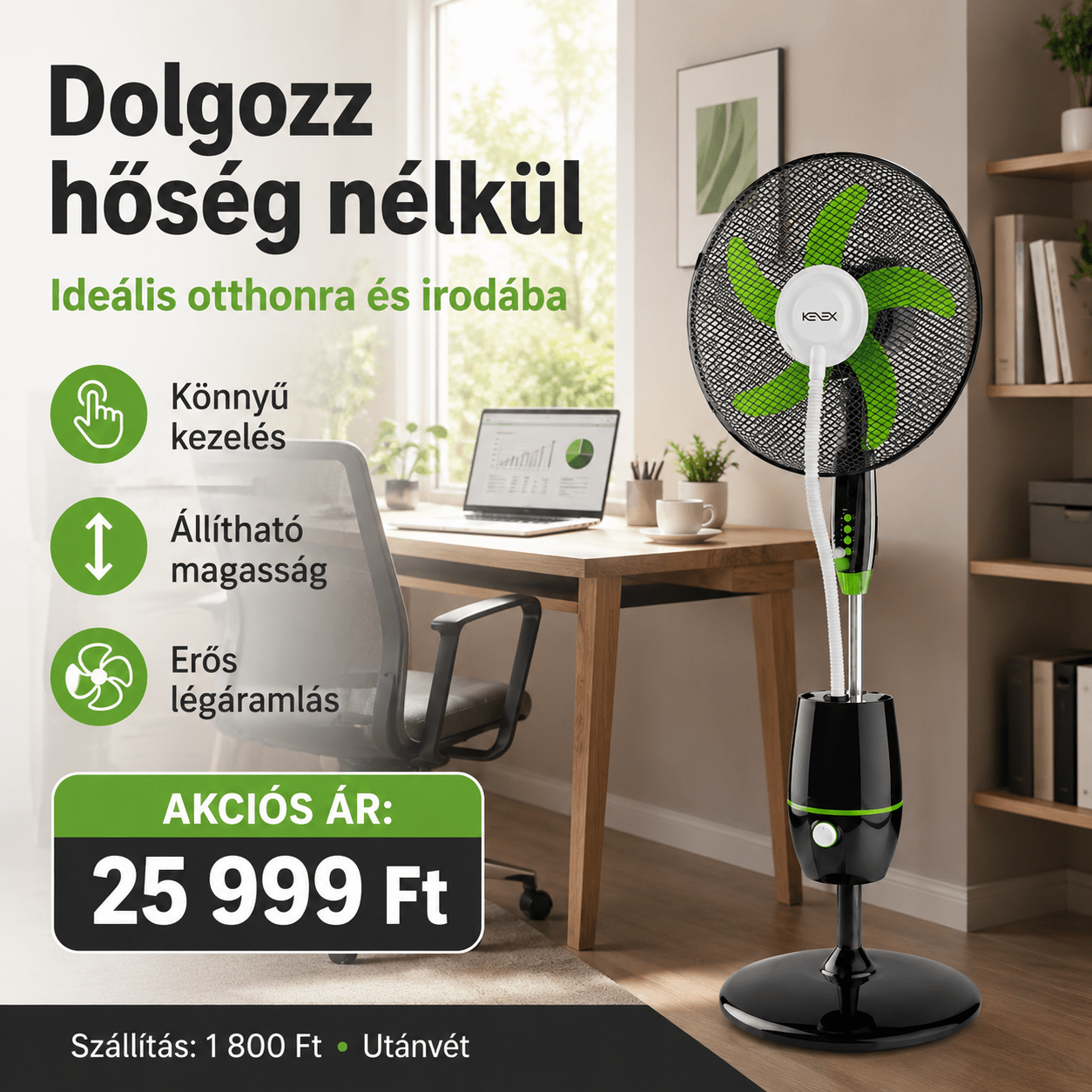 Keex 16” Párásítós Alló Ventilátor - | Cyber Bazaar
