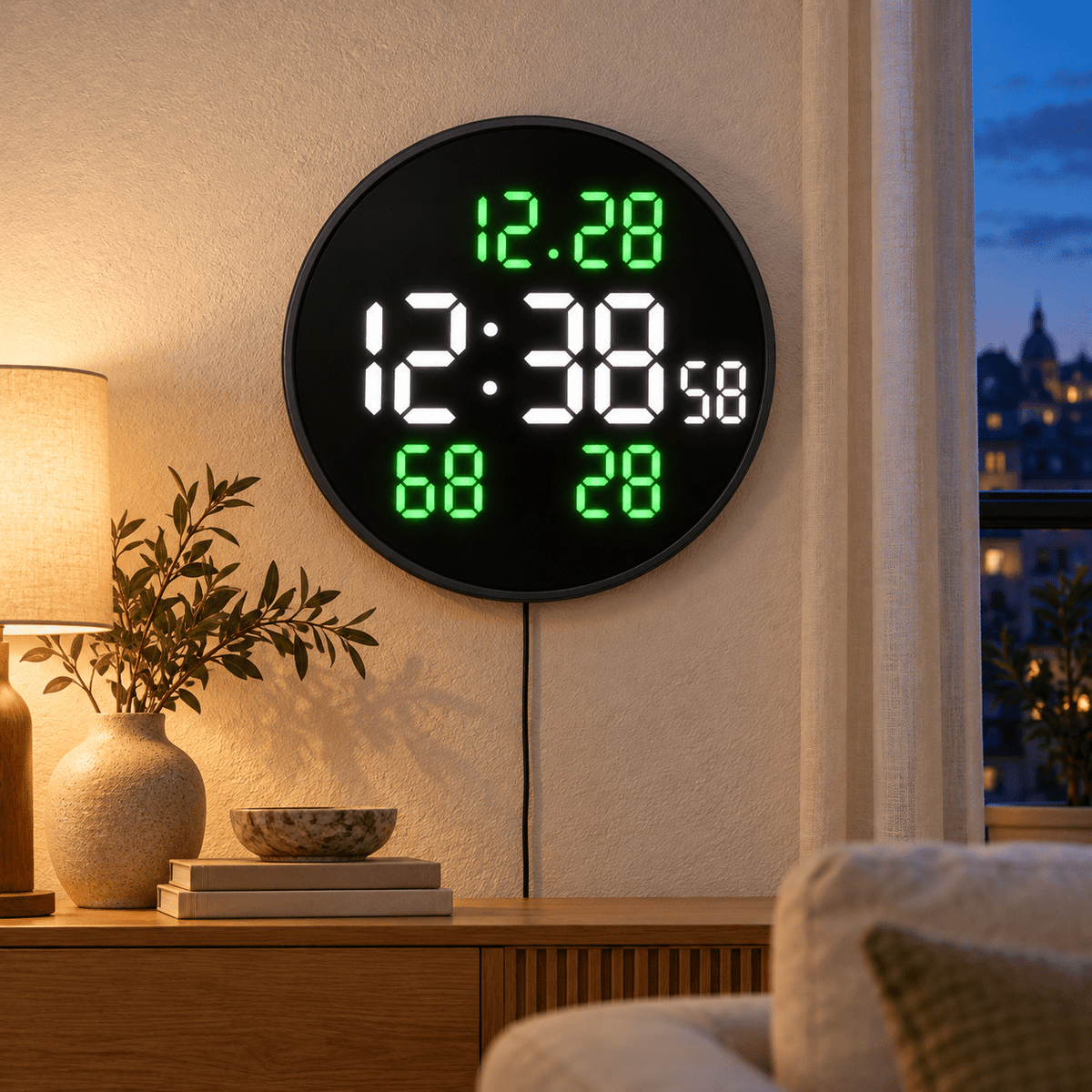 Kerek digitális LED falióra USB-tápellátással - Órák | Cyber Bazaar