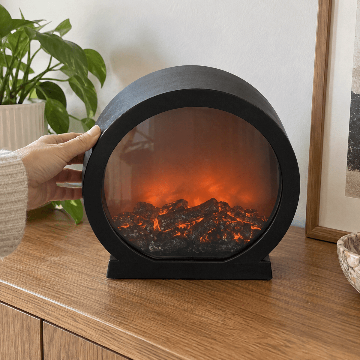 Kerek LED dekor kandalló – 30 × 10 × 30 cm | 18708 - LED dekor kandalló | Cyber Bazaar
